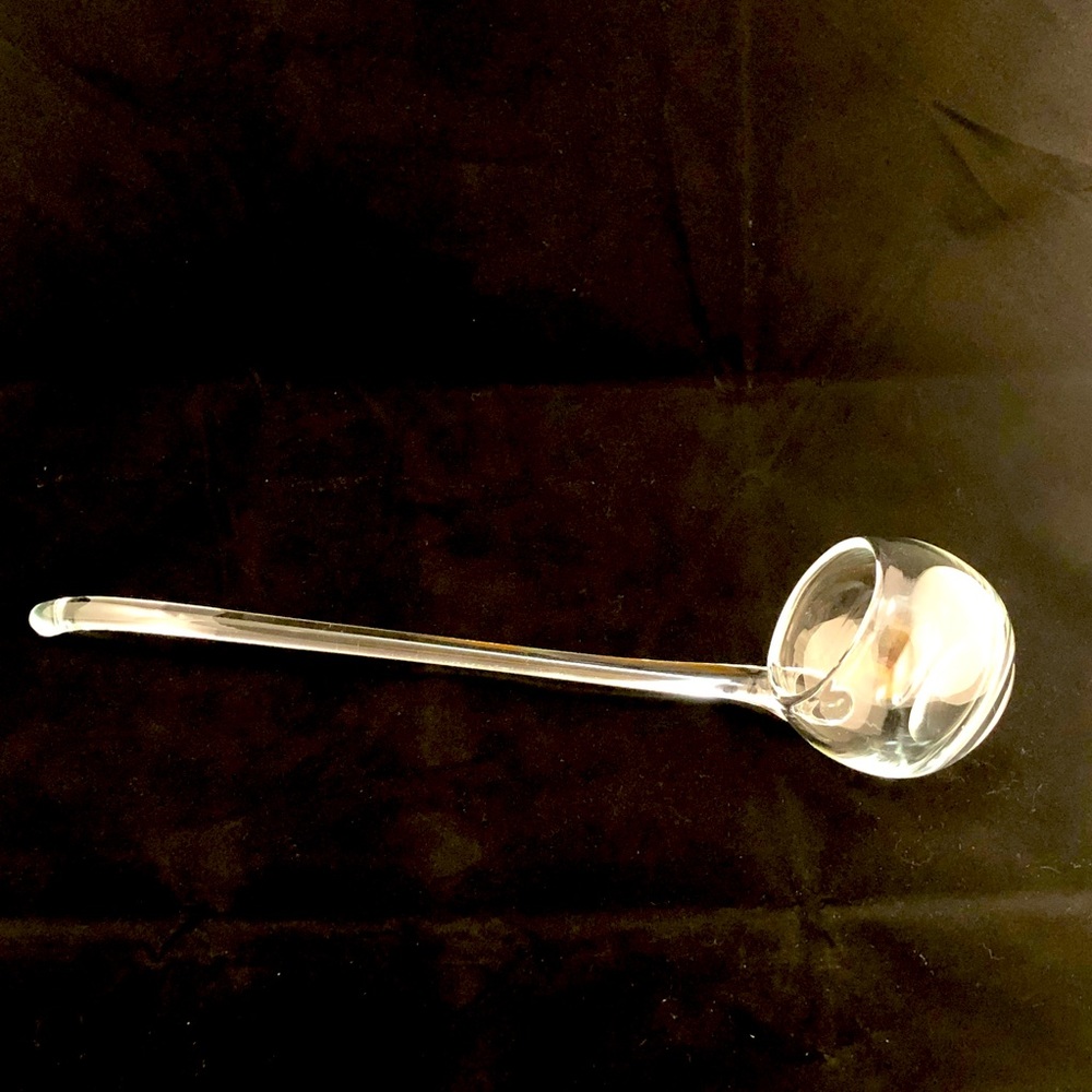 Punch glass mouth blown ladle. Good condition.